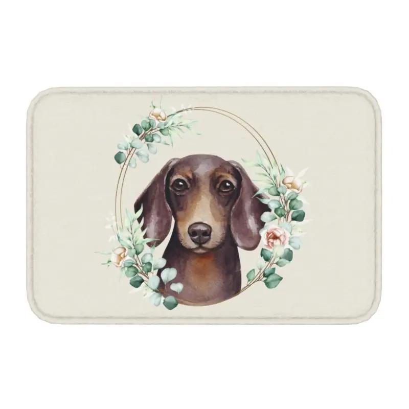 Custom West Highland White Terrier Dog In Floral Gold Wreath Doormat Non-Slip Entrance Door Floor Mat Garage Rug Carpet Footpad