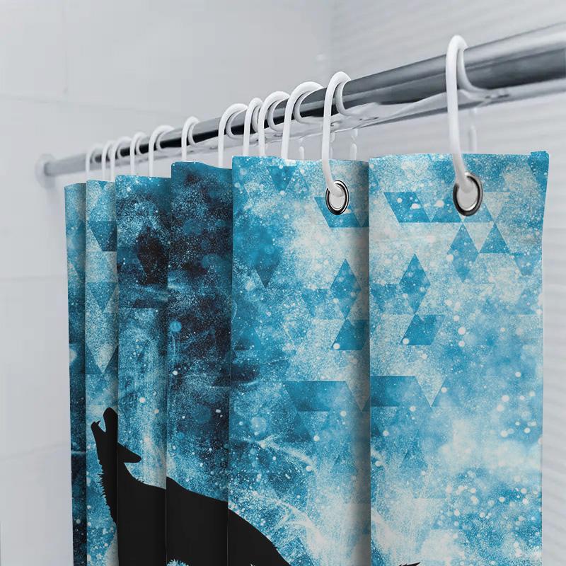 Stylish Shower Curtain Blue Galaxy Wolf Design for Bathrooms Decorate Your Space with Magic