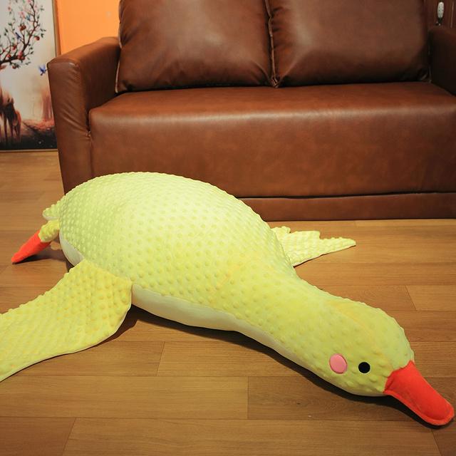 70 /100 /120cm Huge Size Massage Duck Plush Toys Stuffed Soft Lying Goose Pillow Cartoon Animal Mat Dolls Baby Kids Appease Toys