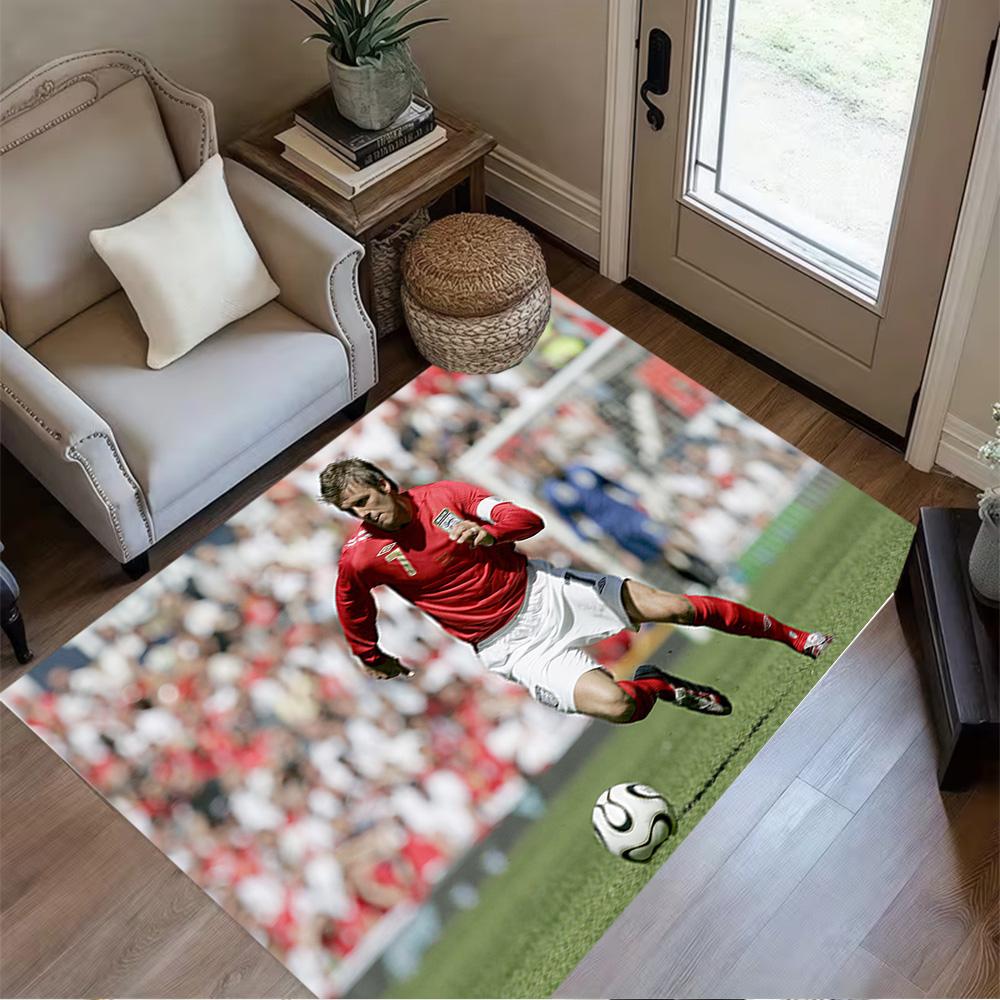 Football Player Action Floor Rug Office Rug Suitable for Entryway Outdoor Foyer Dining Room Anti-slip Rug Decorate Offices