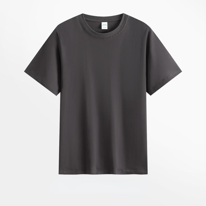 220 г Мужская хлопковая летняя футболка свободного кроя, однотонная футболка с круглым вырезом, повседневная уличная одежда с короткими рукавами