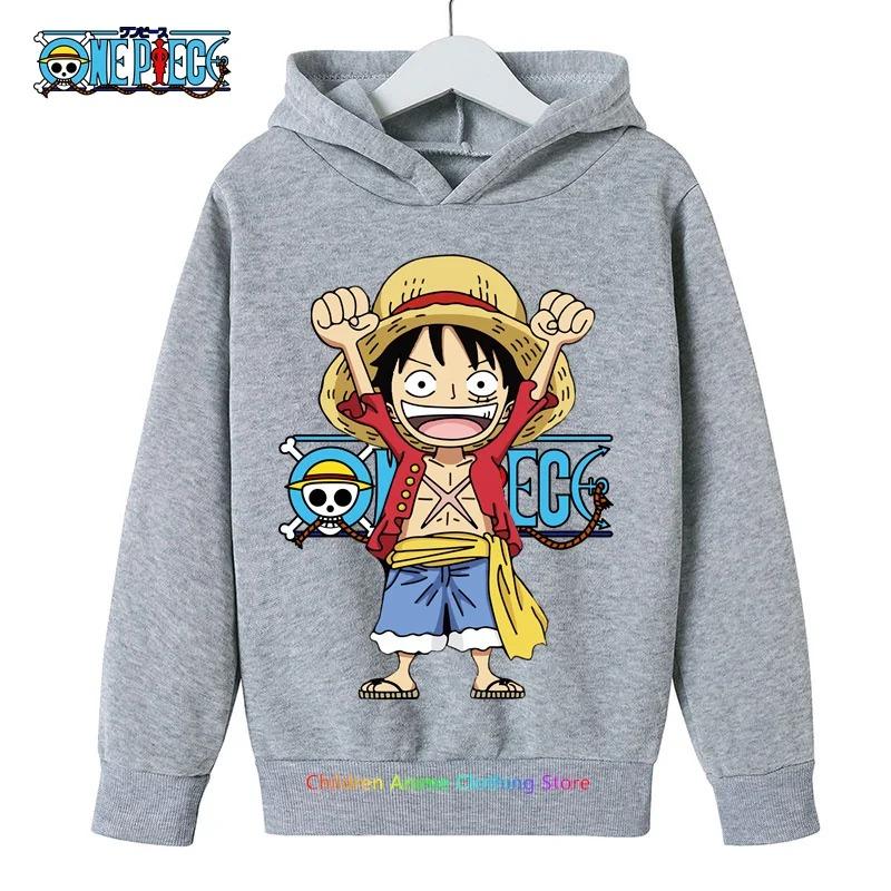 Толстовка с капюшоном Anime Luffy для детей, цельный свитшот, пальто для мальчиков и девочек, теплый свитер, осенняя одежда