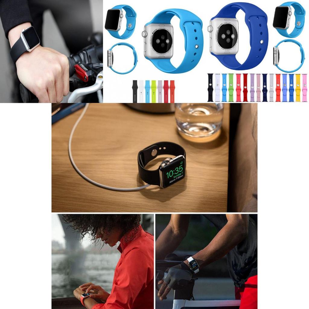 Ремешок для Apple Watch с тонкой талией, силиконовый ремешок, двойная пряжка, легкий, для фитнеса