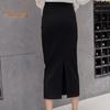 Женская длинная юбка с высокой талией, однотонная, с разрезом сзади, юбка-миди с запахом, офисная женская облегающая юбка
