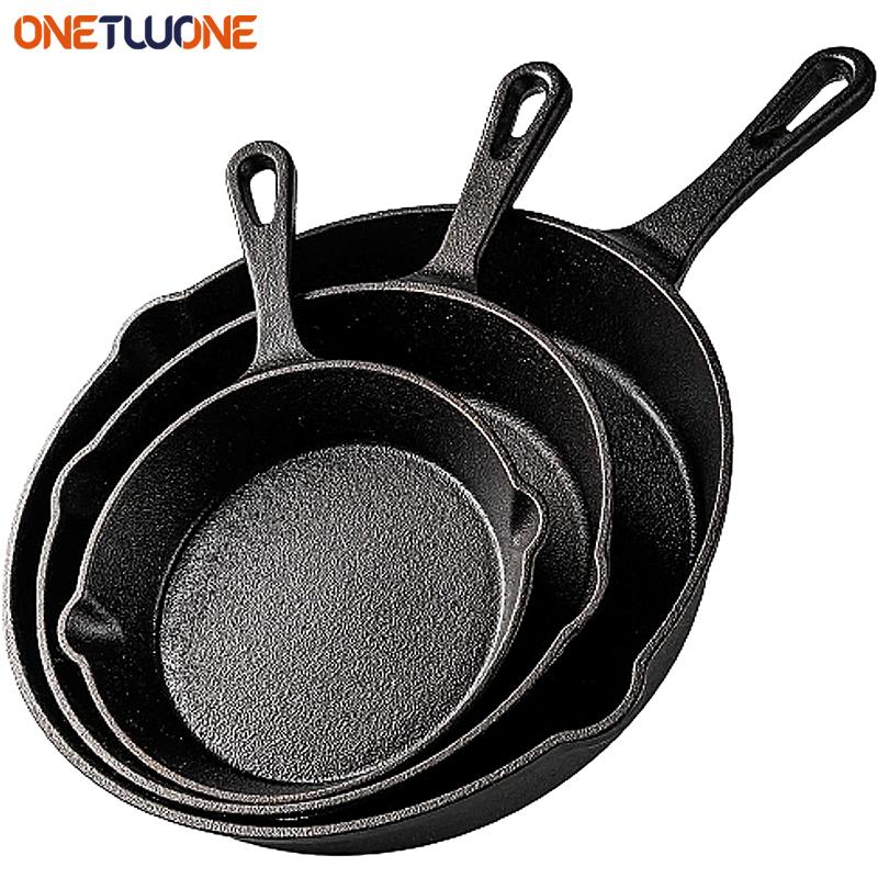 14/16/20cm Cast Iron Frying Pan,Non-stick Skillet Kitchen Fry Pot,Breakfast Pan Omelette pancake pan,Induction Cooking Cookware