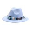 European, American and Western Cowboy Hat Fashion Simple Wool Top Hat Versatile Chain Ethnic Style Men's Jazz Hat