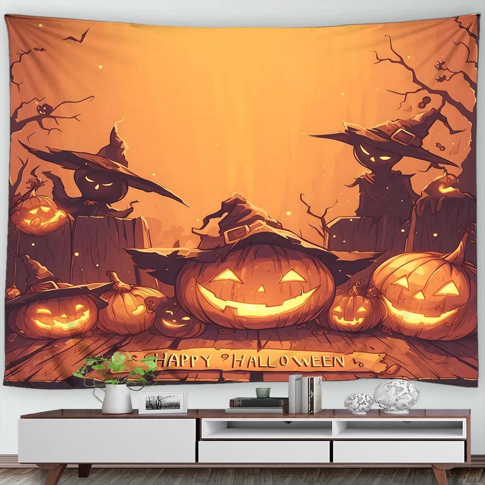 Halloween Decorative Tapestry Mummy Skull Pumpkin Halloween Theme Party Wall Hanging Home Living Room Room Decoration