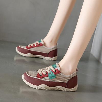 Модная женская обувь 2024 года, женская обувь на шнуровке, вулканизированная обувь, осенняя, дышащая, сетчатая, подошва Solft, разноцветные, плоские, повседневные, удобные кроссовки