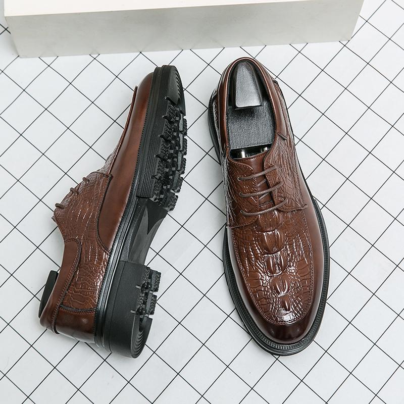 Мужские качественные кожаные туфли с узором под аллигатора, британские деловые размеры 38-46, нескользящие, мягкие, мужские туфли из микрофибровой кожи