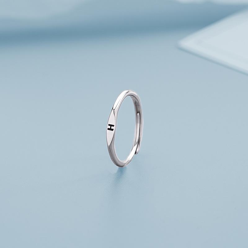 Минималистское кольцо с инициалами AZ 26, кольца с буквами для женщин, корейское простое регулируемое кольцо из серебра 925 пробы, подарок на день рождения