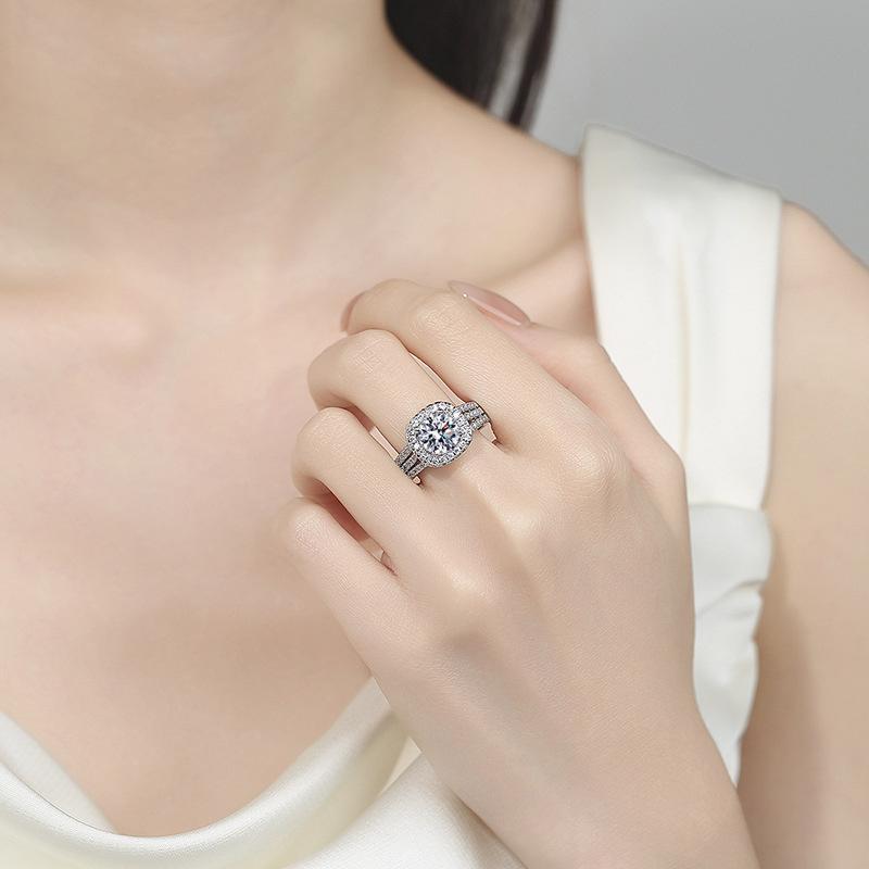 2026 Inlaid Square Bag Zircon Ring Women's Light Luxury Personality Ring Index Finger Ring