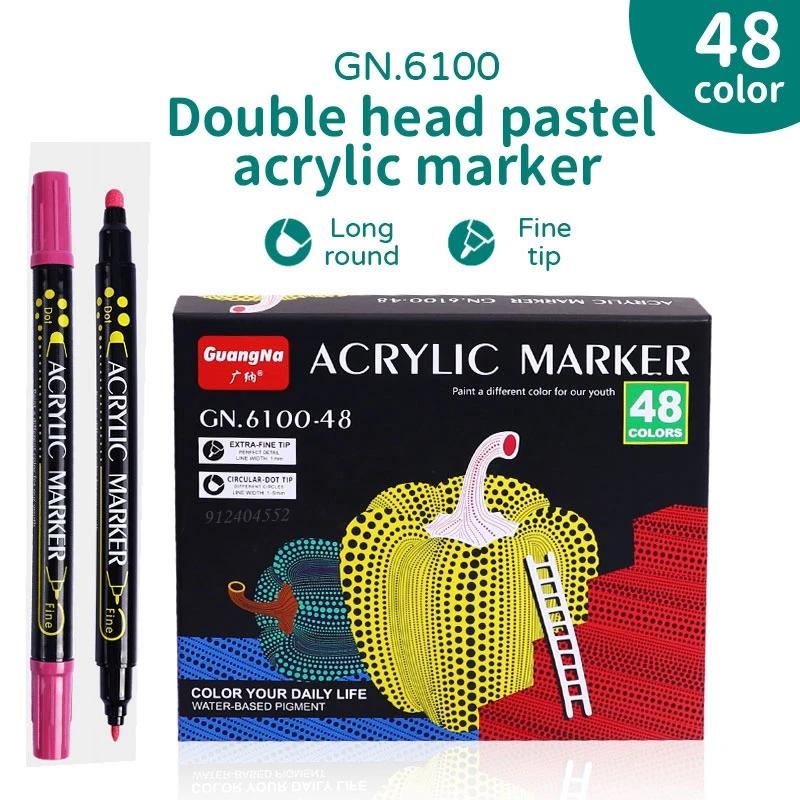 12-60 цветов Акриловые маркеры с двумя наконечниками для ткани, холста, рисования на камнях, изготовления открыток, металла, керамики, товары для DIY