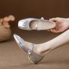 Square Head Silver Single Shoes Women's New Summer Skirt Temperament Low Heel Light Mouth Mary Jane Small Leather Shoes