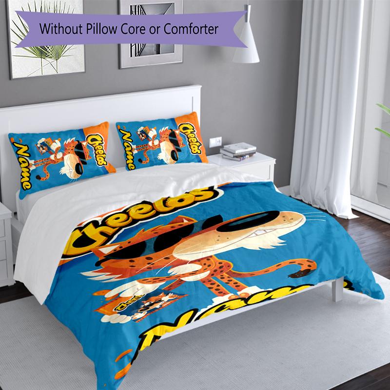 3pcs Custom Name Cheetos Pipoca Set,Includes 1 Duvet Cover and 2 Pillowcases,All-season Bedroom Decor