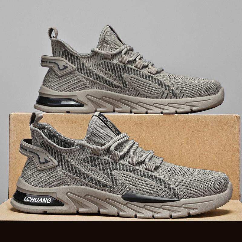 Весна 2025 Новая Мода Универсальная Повседневная Сетка Летающее Плетение Мужская Обувь Дышащая Тренд Мягкая Подошва Легкая Спортивная Тренд Обувь