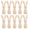 5/10 Piece Unfinished Wooden Rabbit Doll Figure Unpainted Peg Dolls Wood DIY Blank Wood Bunny Puppet Craft Art Easter Decoration