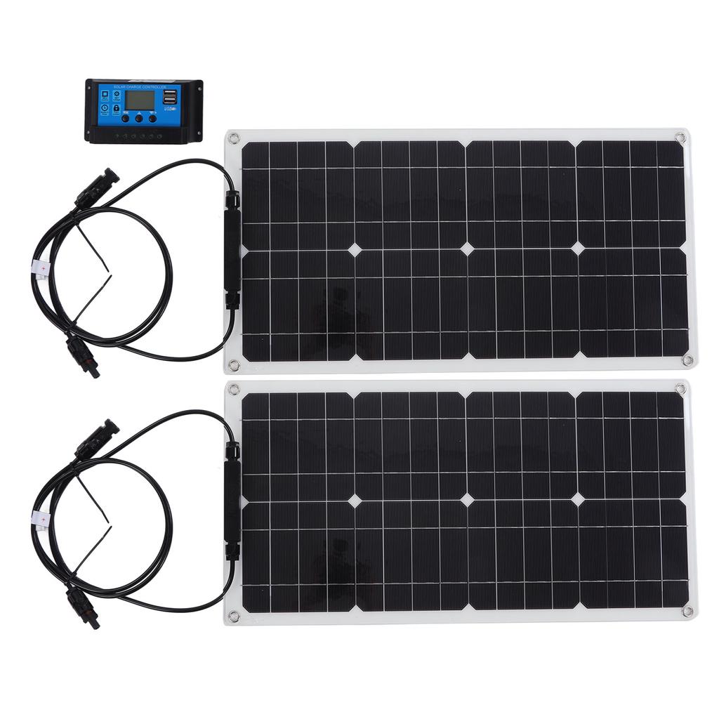 50W Solar Charger Kit Waterproof Double Piece Photovoltaic Panel with 30A Battery Charger