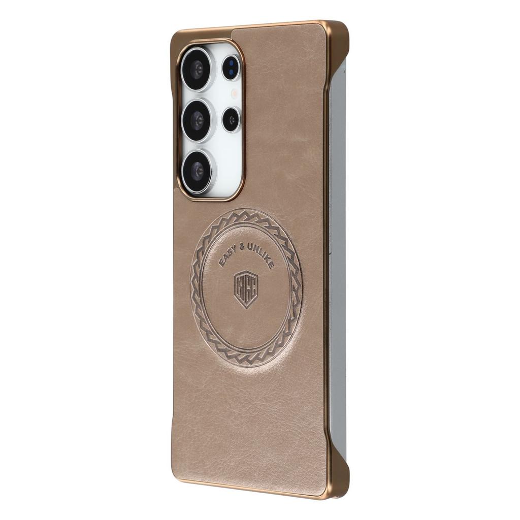 KIGC Магнитный чехол для Samsung Galaxy S25 Ultra Гальваническое покрытие ПК+ПУ Задняя крышка для телефона