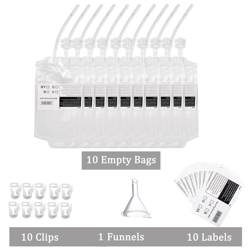 Halloween Clear Blood Sack 350ml Set DIY For Pouch Props Organizer Supplies For Home Festival Party Costume Props Halloween Blood Sack