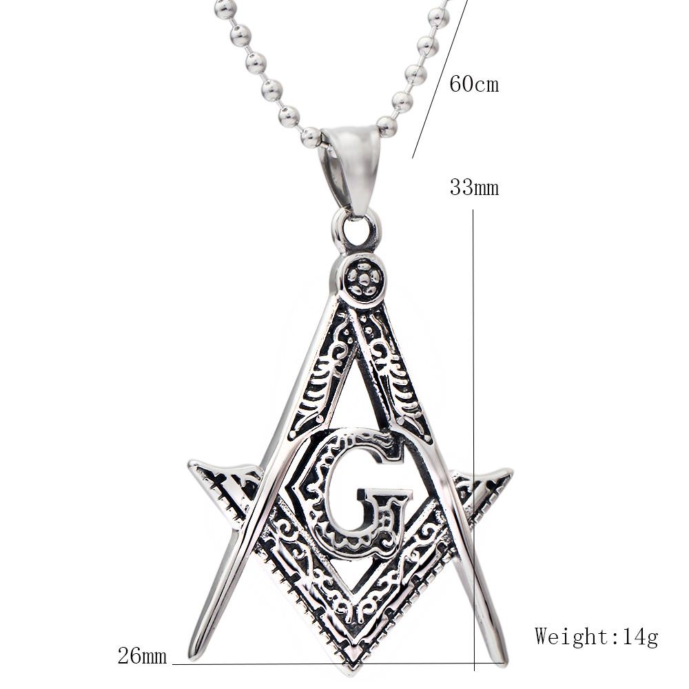 Men's Free Mason Pendant 316L Stainless Steel Freemason Masonic Pendant With Necklace