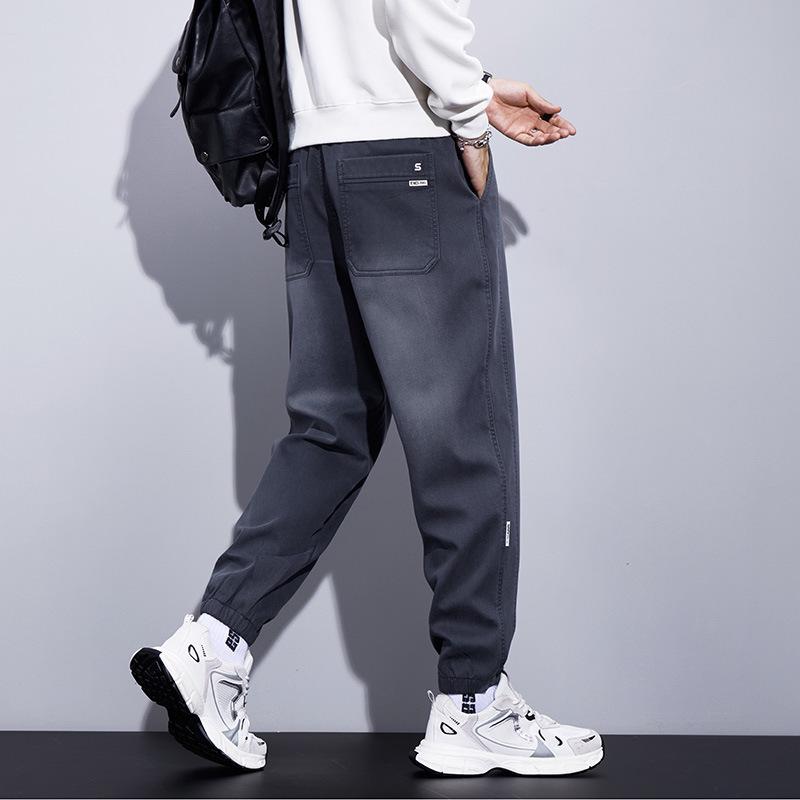 [Optional Fleece] Men's New Autumn/Winter Casual Lyocell Embroidered Drawstring Sports Pants