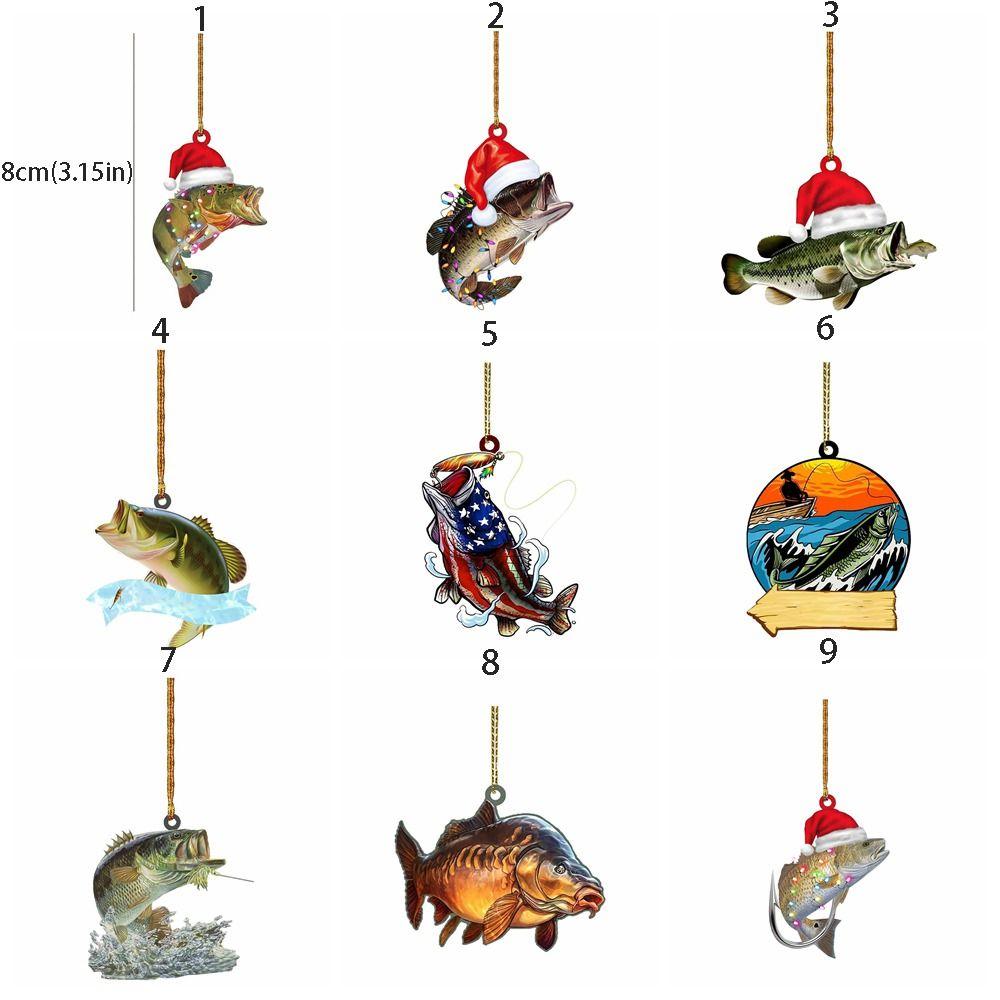 2D Рождественская подвеска в виде рыбы, акриловая подвеска в виде рыбы, акриловые украшения в виде рыбы, декор для вечеринки