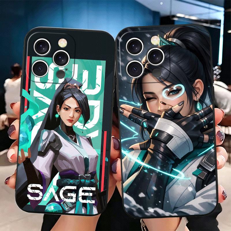 V-Valorant Sage Soft Phone Case for iPhone 16 16E 17 Air 15 Pro Max 14 Plus 13 Mini 11 12 7 Black Cover Back Shell