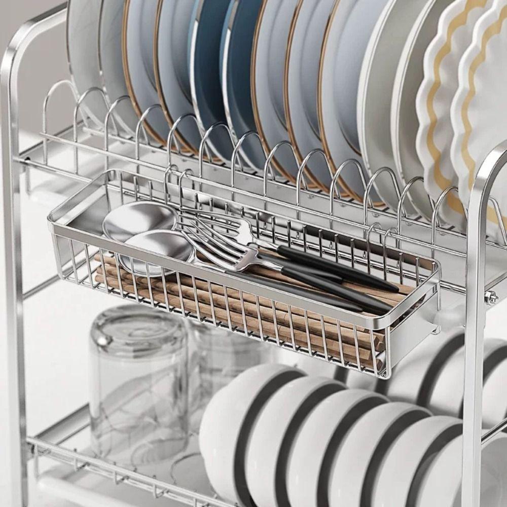 Silver Hanging Cutlery Holder Rust Proof Cutlery Drainer Rack  Kitchen Use
