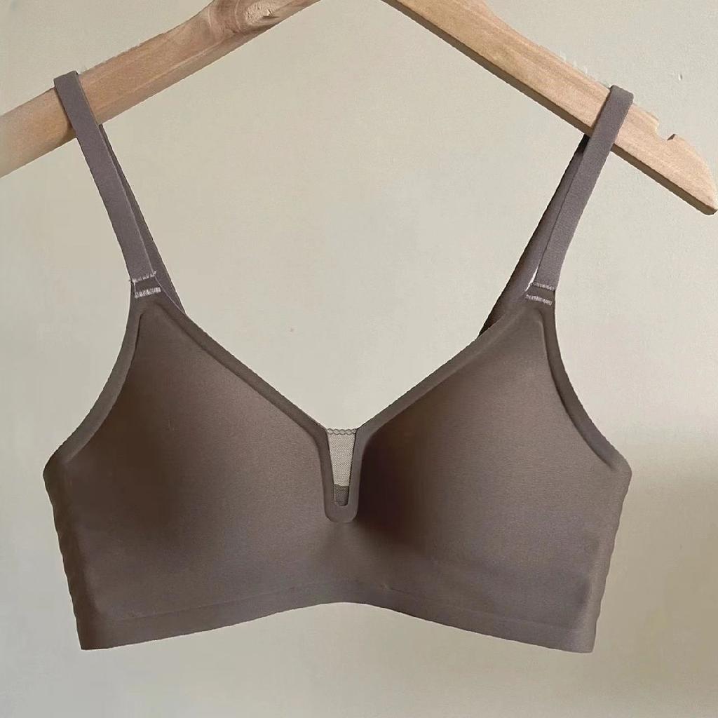 Бесшовный женский тонкий бюстгальтер с глубоким V-вырезом, с контролем боковых складок, мягкой поддержкой, предотвращающий провисание, без косточек и комфортный пуш-ап