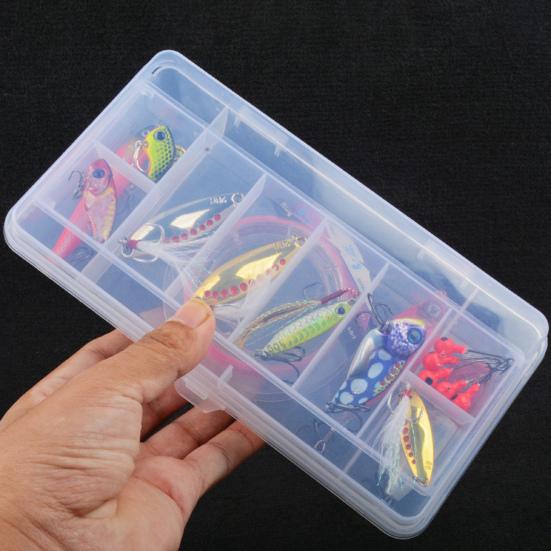 Прозрачный ящик для рыболовных приманок, двухслойный, с несколькими отделениями, портативный, водонепроницаемый, прочный, для искусственных рыболовных приманок, аксессуаров, органайзер
