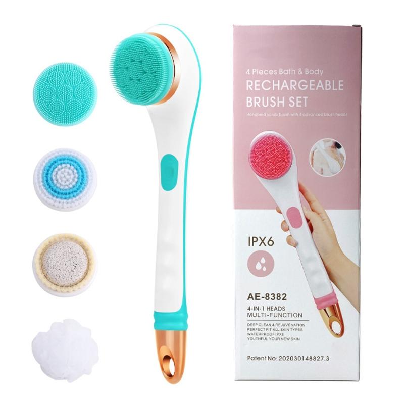 4 в 1 электрическая массажная щетка для чистки душа автоматический набор скрубберов для домашнего ухода прибор для чистки спины