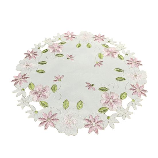 Fabric Placemat, with Hollow Embroidery Round Coasters, Foldable Protection from Heat Stains And Scratches Table Mat for Kitchen