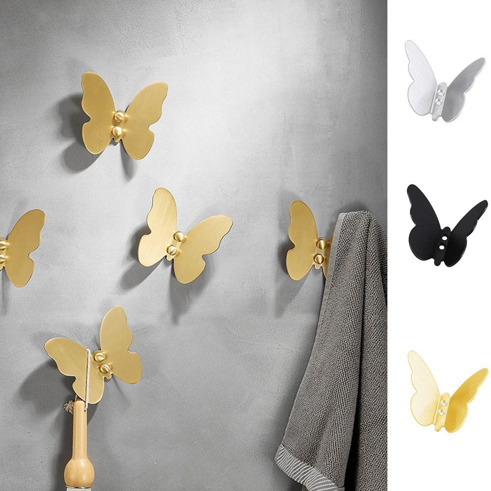 Gold/Silver/Black Butterfly Wall Hooks Three-dimensional Towel Hangers Key Holder Rack  Hats