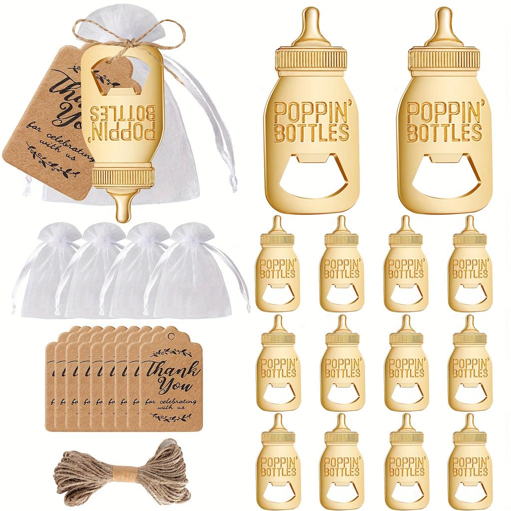 30pcs Bottle Opener with Mesh Bag,Twine,Thank You Card Ideal for Birthday Party Favors,Party Decorations,Keepsakes,Gifts for Guests,Bridal Showers