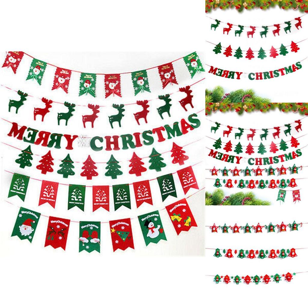 Festive Merry Christmas Bunting Hanging Banner Flag For Xmas Party Decoration