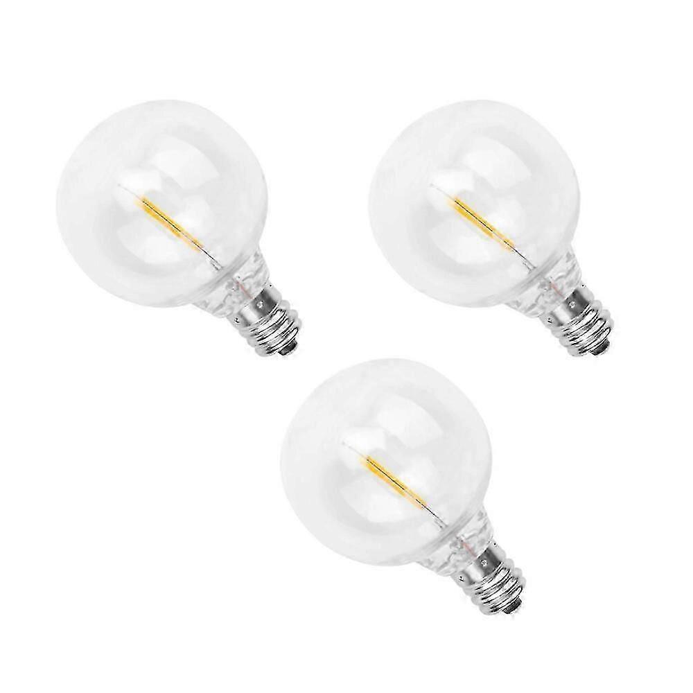 3Pcs G40 Led Replacement Light Bulbs, E12 Screw Base Shatterproof LED Globe Bulbs compatible with Solar String Lights Warm White