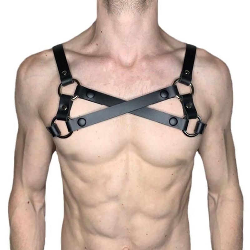 Sexy Punk Chest Harness Belt, Sex Restrain Chest Bandage Adjustable Chest Belt with Buckle Rings for Nightclub Cosplay