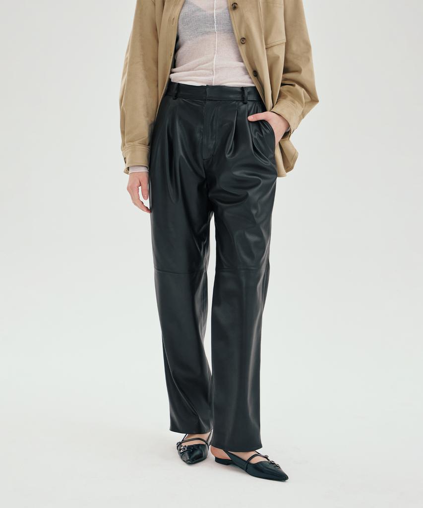 PINBLACK Double-Pleat Baggy Leather Pants