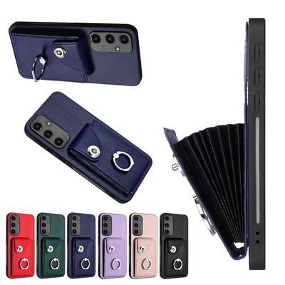 Складной кошелек-держатель для карт-аккордеона с RFID-экранирующим материалом, чехол для телефона, кожаный чехол с кольцом для Samsung Galaxy S22 S23 S24 A35 A55 A13 A24