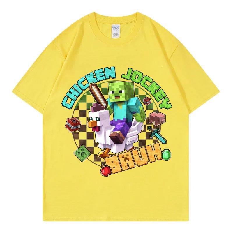 Funny Chicken Jockey Graphic T Shirts High Quality Fashion Y2k Clothing Tshirt Men Women Harajuku Cartoon Short Sleeve Tshirts