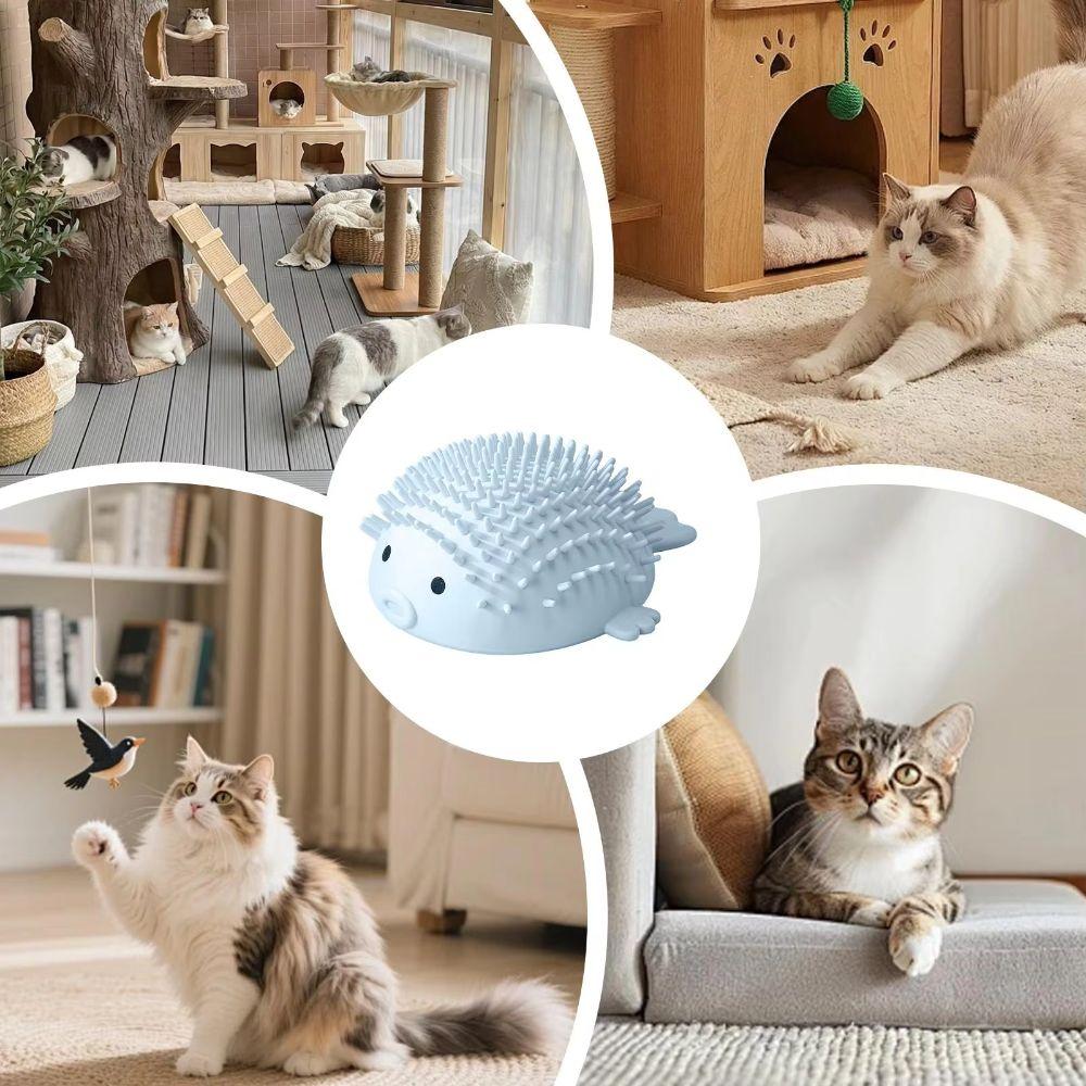 Globefish Shape Corner Cat Scratcher Stress Relief Cat Massage Brush Indoor Use