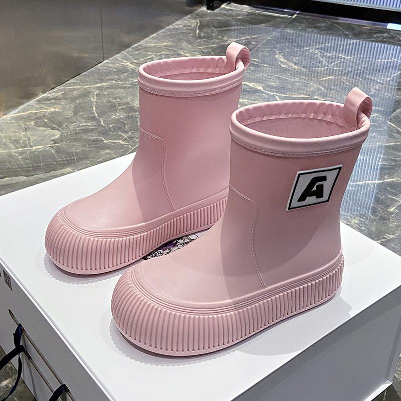 Зимние модные женские резиновые сапоги средней длины с толстыми подошвами, нескользящие женские резиновые сапоги, нескользящая обувь для отдыха на природе