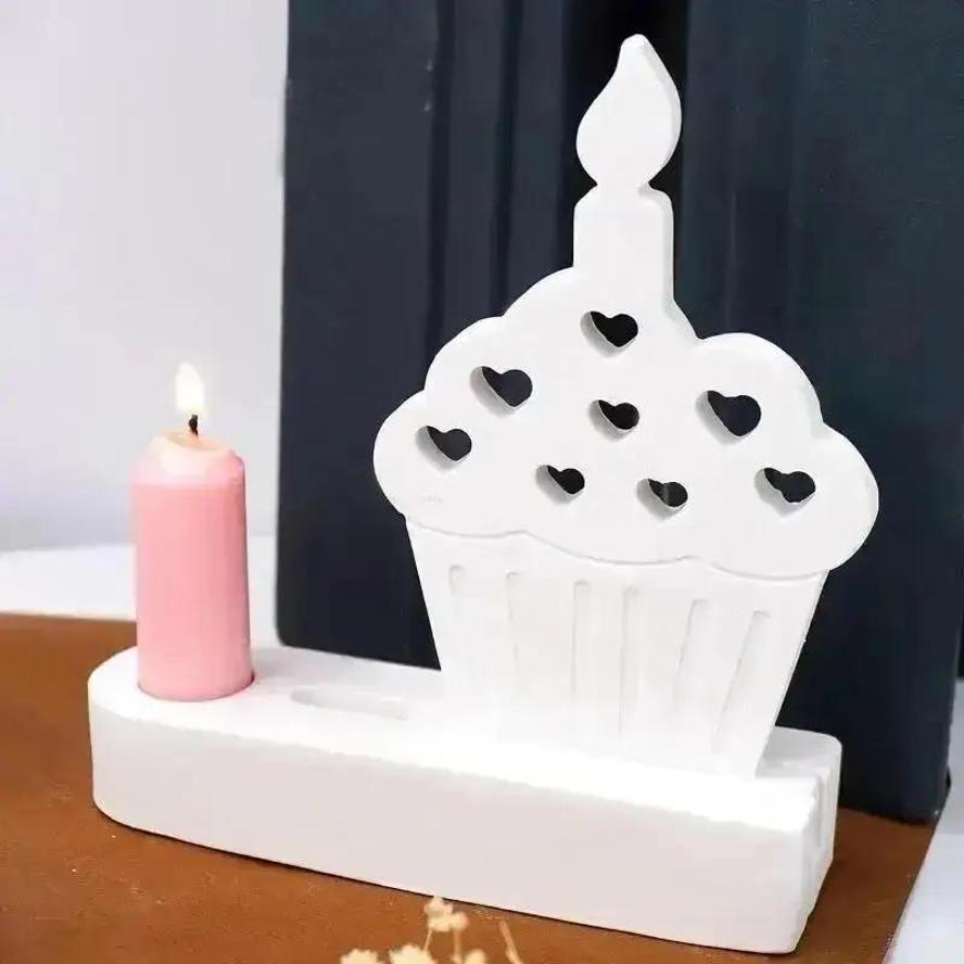 DIY Heart-shaped Cake Candle Mold Tea Lightweight Gypsum Craft Gift Making Home Decoration Candle Holder Cake Silicone Mold