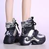 Fashion Fashion Chunky Platform Motorcycle Boots Women Denim Patchwork Lace Up Ankle Boots Woman Thick Bottom Non-Slip Punk Gothic Shoes