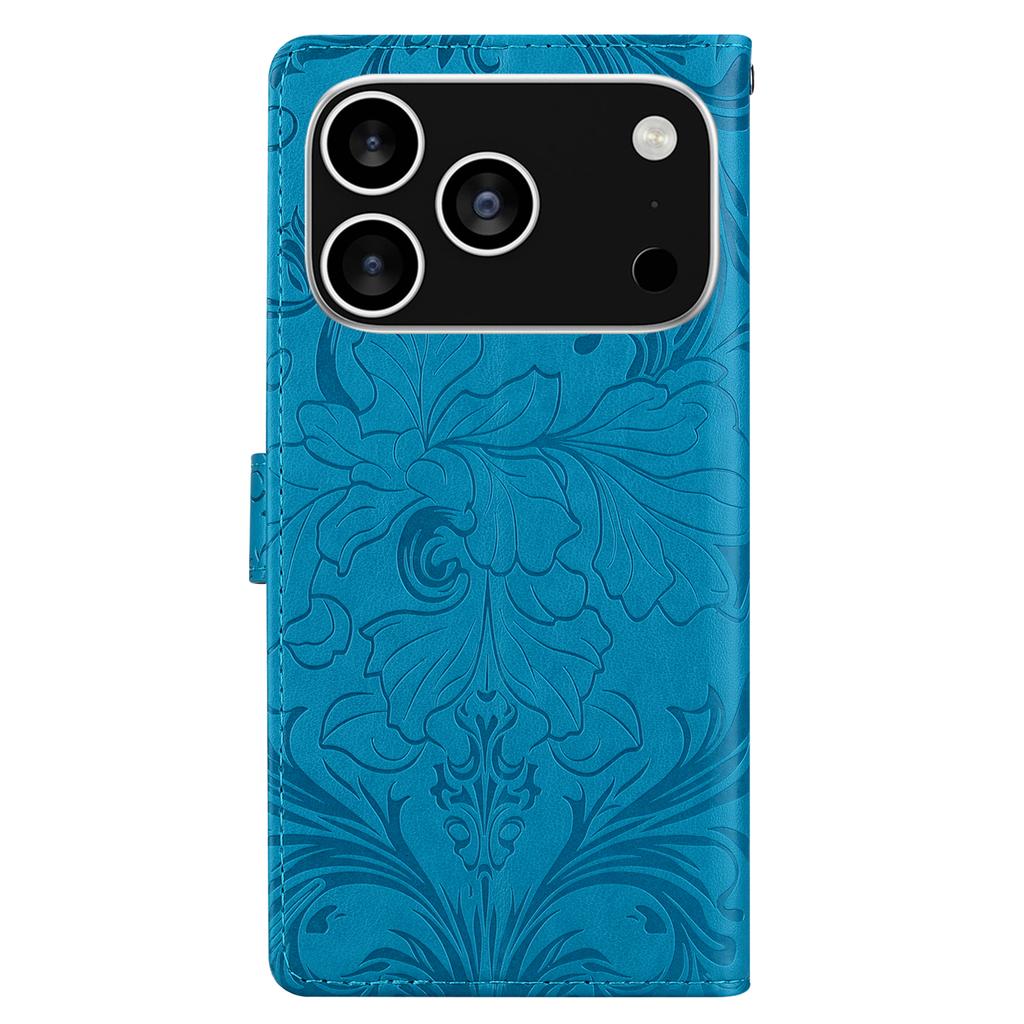 For iPhone 17 Pro Max Leather Case Imprinted Floral Pattern Wallet Stand Flip Phone Cover