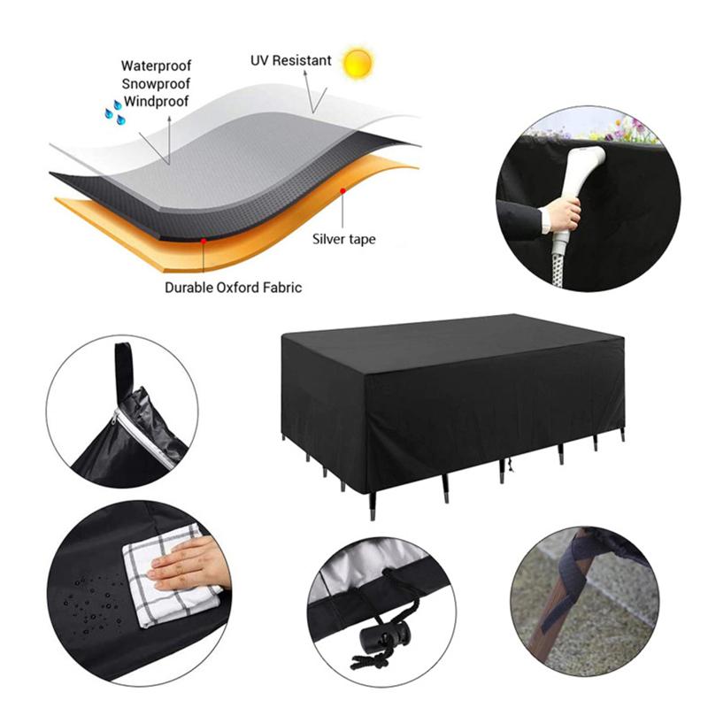 Outdoor Dustproof Protective Covers With Windproof Rope Adjustable Buckle For Furniture Table Chairs