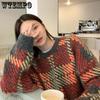 WTEMPO Мягкие женские осенне-зимние новые клетчатые ретро-свитера Y2K Loose Lazy High-end Sense of Temperament