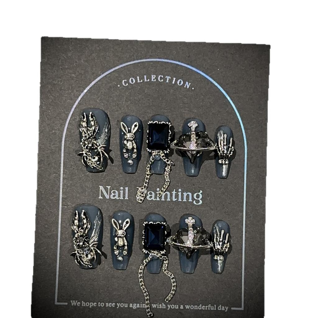 Средние ногти-пуанты, квадратные накладные ногти, френч тип, клей для ногтей с 3D-дизайном, многоразовые накладные акриловые ногти, полное покрытие, наклейки для ногтей для женщин