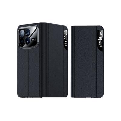 Подходит для чехла для телефона Xiaomi Mixfold4, Складной экран, Умное окно-подставка, Всесторонний противоударный однотонный кожаный чехол для деловых мужчин