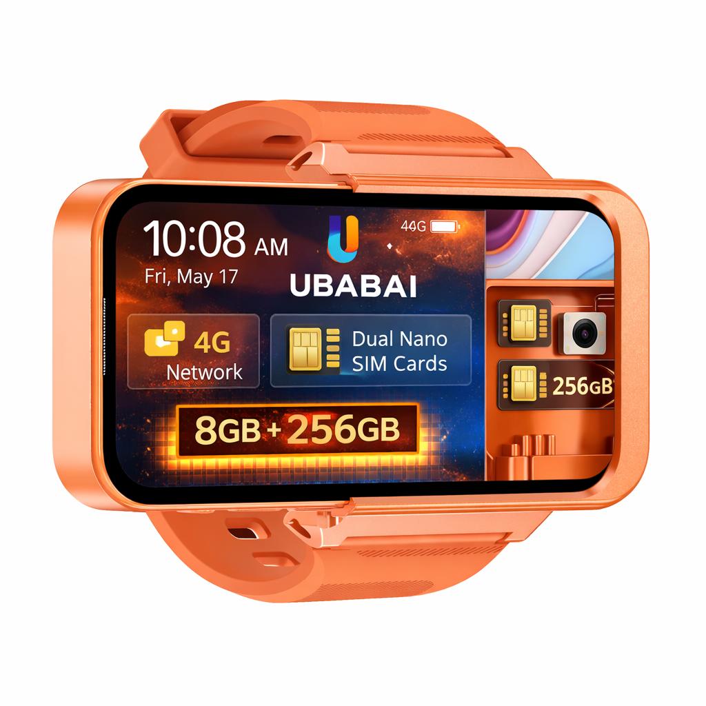 4G Смарт-часы Телефон UBABAI Android 12 4G Две SIM-карты 8 ГБ+256 ГБ WIFI GPS
